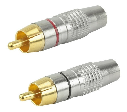 Plug Rca Macho Metálico Gold Alta Qualidade Kit Com 2