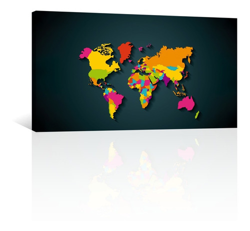 Cuadro Decorativo Canvas Mapas Planisferio Fondo Y Colores