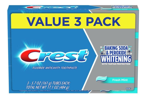 Crest Pasta Dental Baking Soda & Peroxide Whitening. 3 Pack