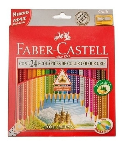 Lapices Faber Castell Easy Grip Colores Triangulo Largos X24