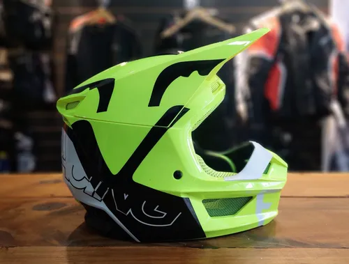 Casco Motocross Fox Niño Yth V1 Skew Flo Yellow-allmotors