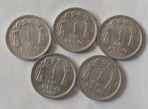 Moneda Chilena  $1 Aluminio 1954 - 1955 - 1956 - 1957 - 1958