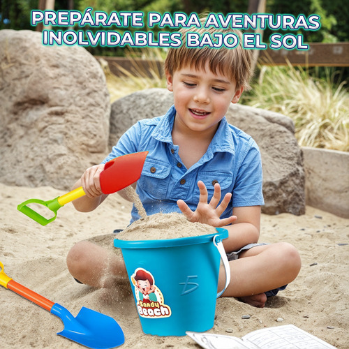 Set Juguetes Playa Arena Cubeta Pala Moldes Animales 6pzs