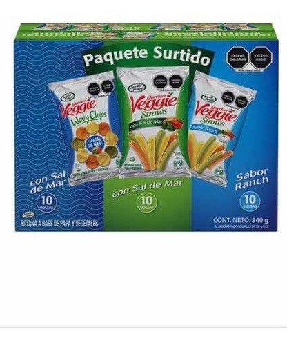 Imagen 1 de 1 de Botana De Vegetales Veggie 28g 30bolsas