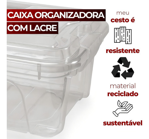 Kit 10 Caixa Organizadora Multiuso 10 Litros Com Trava Usual Cor Preto translúcido Liso