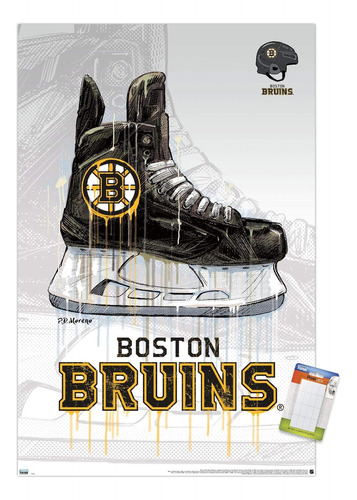 Nhl Boston Bruins - Póster De Pared Drip Skate 20, 22.375 X 