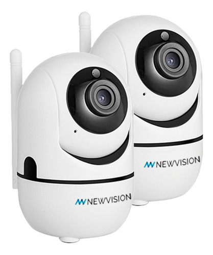 Kit X2 Camaras Seguridad Ip Wifi Newvision Wifi Vigilancia C Color Blanco