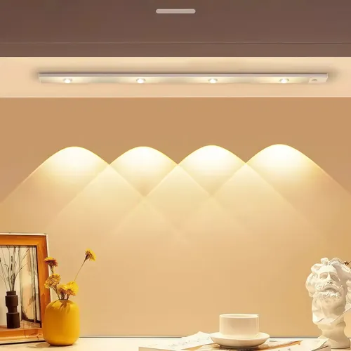 Luminária Barra Sensor Movimento Led Recarregável Armário Branco 60cm