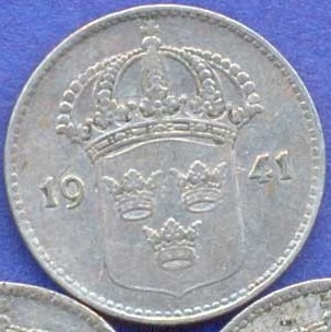 Suecia 10 Ore 1941 G Plata * Gustaf V *