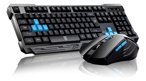 Kit Gamer Mouse Y Teclado Inalambricos Para Pc | Negro / ...