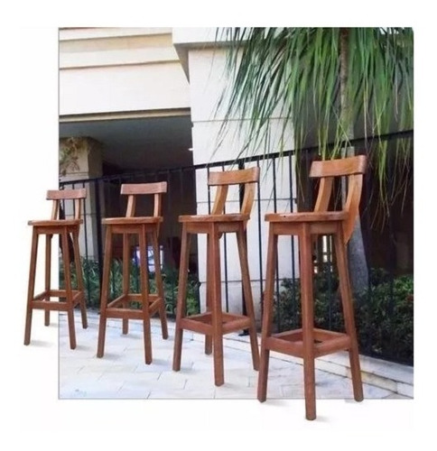Kit 4 Unidades - Banqueta Madeira Maciça 60 Cm Até O Assento