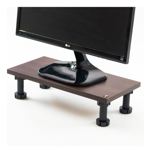 Combo X2 Eleva Monitor Base Soporte Stand Pc Roble Dakar