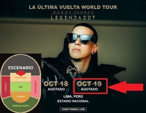 Imagen 1 de 1 de Daddy Yankee- Segunda Fecha- Zona Platinum- Compra Segura.