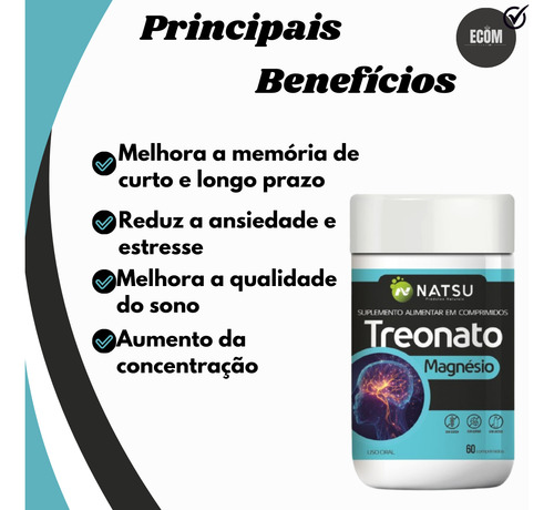 Kit Coenzima Q10 + Treonato + Complexo B 60 Capsulas Sem Sab