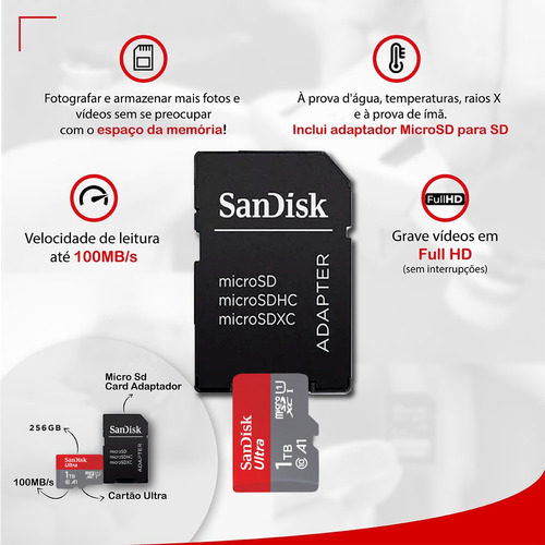 Cartão De Memória Micro Sd 1 Tb Sandisk Ultra Classe 10