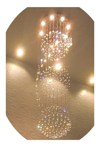 Lustre De Cristal 3 Globos  Base 50 Cm A Partir 1,8 Até 2,2 