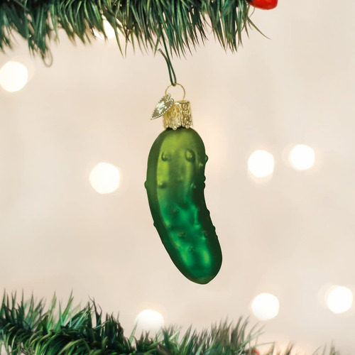 Adornos Navideños De Viejo Mundo: Pepinillos De Cristal Sopl