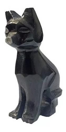 Figura Decorativa De Gatito Hecha De Ónix / Mármol Negro