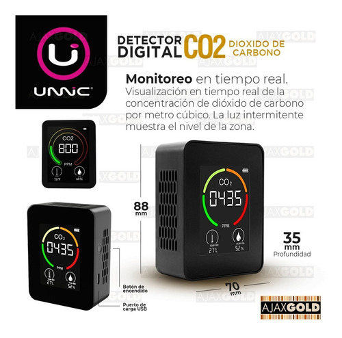 Imagen 7 de 9 de Medidor Digital De Co2 Dioxido Carbono Humedad Termometro
