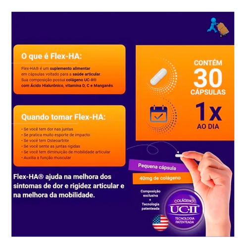 Suplemento Flex-ha Colágeno Ácido Hialurônico 30 Cápsulas Sem Sabor