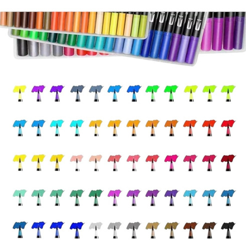 60 Marcadores Dual Tip Brush Pens Mix