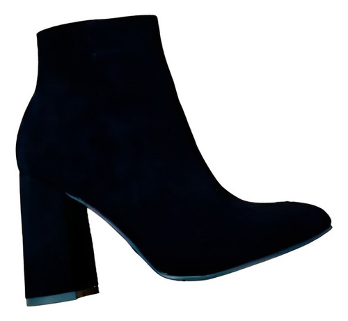Zapatos De Mujer Botines Negro Con Taco