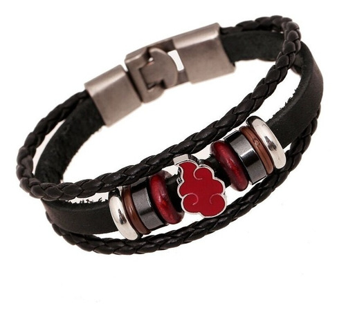 Pulsera Manilla Cuero Nube Roja Naruto Akatsuki Anime Hombre