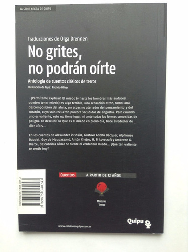 No Grites, No Podrán Oírte Cuentos Clásicos De Terror
