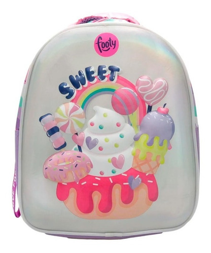 Mochila Sweet 3d Lila. Footy Original. Luz Led .36cm. Mpuy