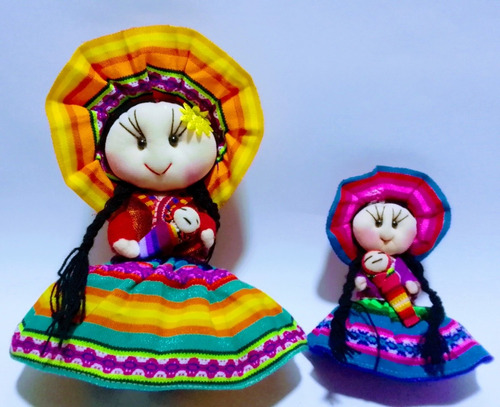 Figuras Decorativas Muñecas Campesinas Artesanales (x2 Unid)