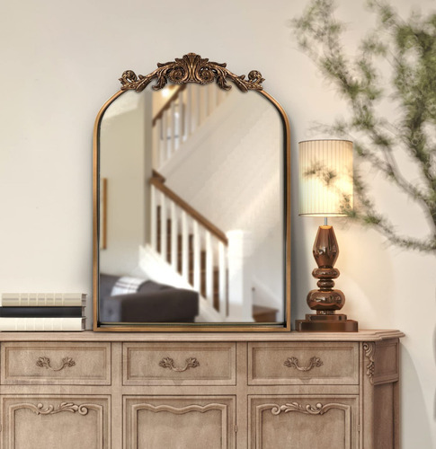 Espejo Barroco Clásico Ornamentado Dorado Para Pared
