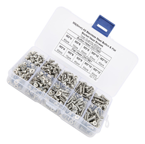 Juego De 600 Tornillos Hexagonales De Acero Inoxidable 304 C