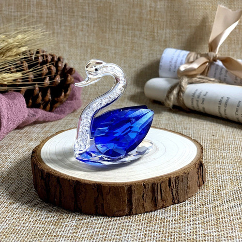 Estatua De Cristal Cisne Decoração De Vidro Um Luxo 6 Cm Cor Azul