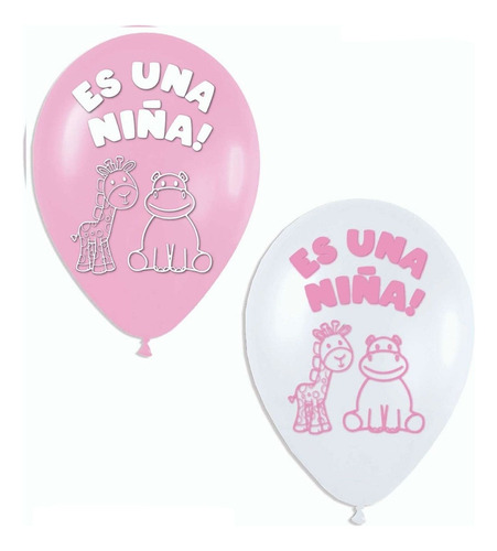 Globos Bombas Estampados X20u Hipopotamo Jirafa Es Una Niña