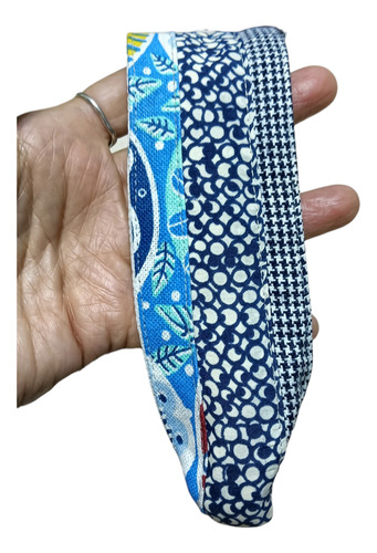 Vincha De Diseño Para El Pelo Tela Lgbt Upcycling Patchwork Patchwork Azules