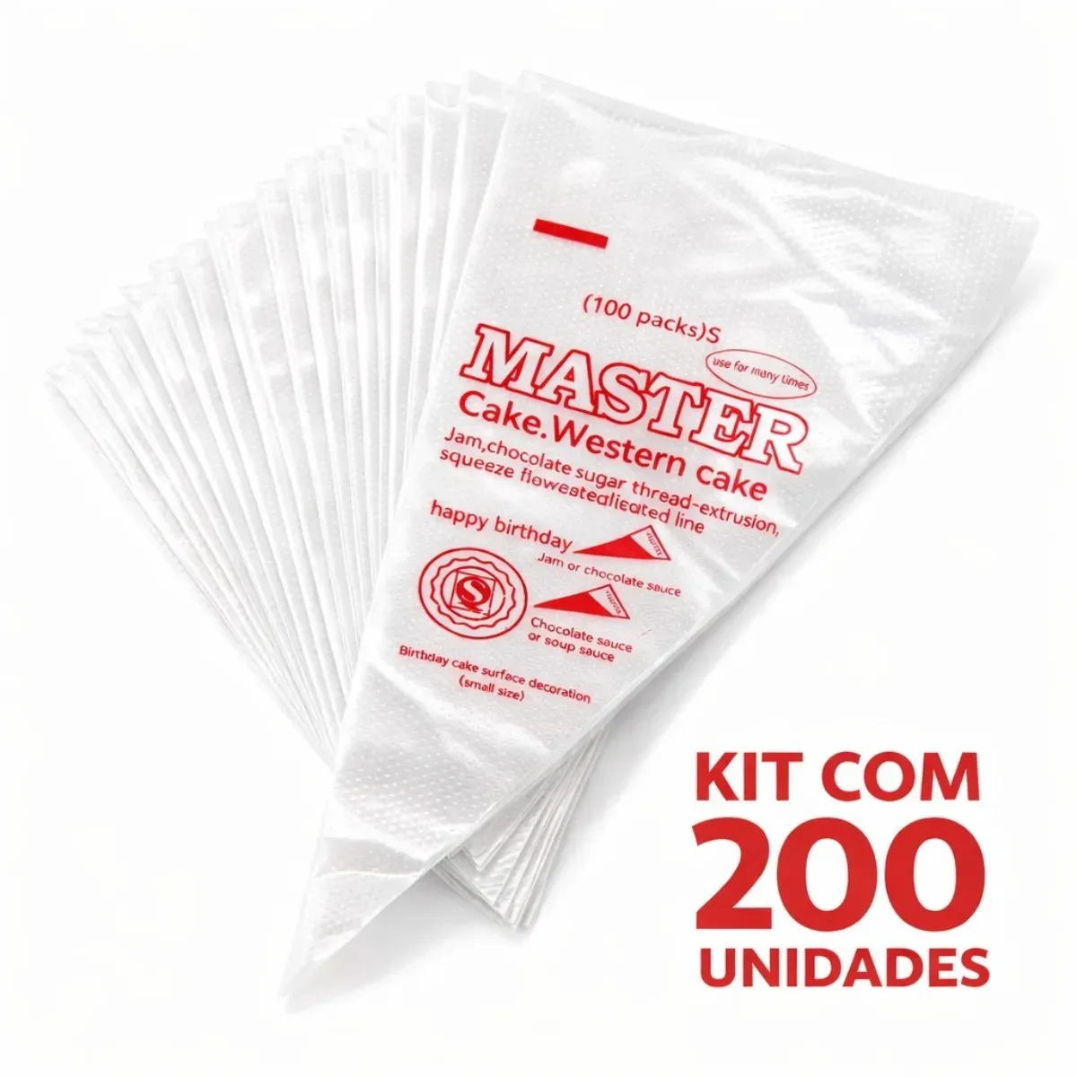 Kit 200 Unidades Sacos De Confeitar Saco Confeiteiro Profissional Manga De Confeitar Descartável Prático Resistente - Qg Imports