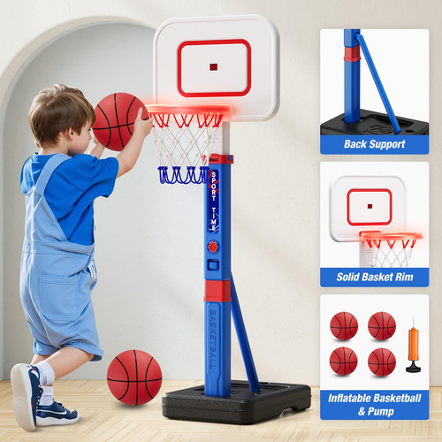 Toddler Basketball Hoop Hyes W/ Scoreboard Led Rim 55cm