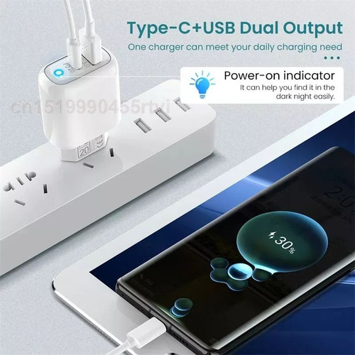 Cargador Enchufe Doble 20w Carga Rápida Para iPhone/iPad