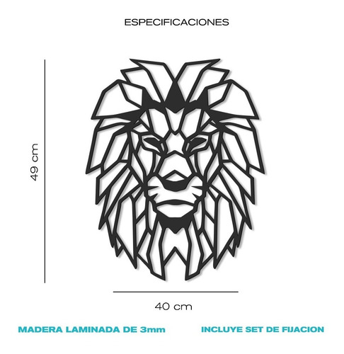 Imagen 6 de 6 de Cuadro Decorativo En Madera Calada León Mural Xl