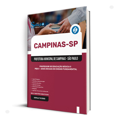 Apostila De Campinas Sp Professor De Educação Básica Ii Peb Ii, De Professores Especializados., Vol. Único. Editorial Editora Solução, Capa Mole, Edição Oficial Em Português, 2025