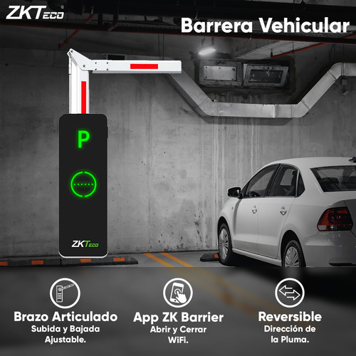 Zkteco Barrera Vehicular Brazo Articulado Reversible Modelo Bgm1145l-90 (110v) / Pluma 4.5 Metros Y Gabinete Interactivo Led / Indicador De Estado / Velocidad De Apertura 2.5 S / App Zk Barrier