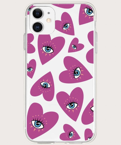 Funda Carcasa Para iPhone Samsung Diseño Corazon Con Ojos