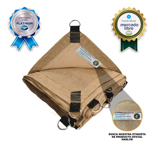 Malla 90% De Sombra Lista Para Instalar Beige De 5m X 3m