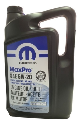 Aceite para motor Mopar semi-sintético 5W-20 para autos, pickups & suv de 1 unidad