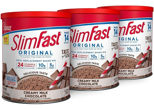 Slimfast Original Chocolate Perdida Peso 364 Gr X 3 Und