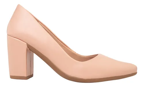 Sapato nude store salto quadrado
