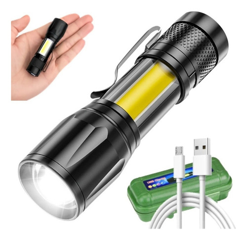 Lanterna Tatica Militar Longo Alcance + Zoom 10x Usb Cor Da Luz Branca