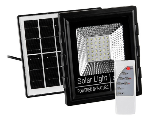 Foco Exterior Solar P/pared Led 25w C/ Control Y Sensor Luz