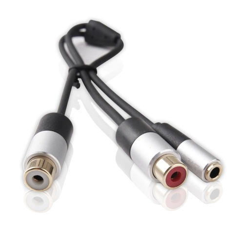 Auxiliar De 3,5 Mm A Doble Rca Hembra Cable Audio Stereo 2 R