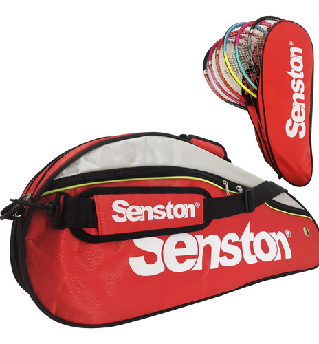 Bolso De Tenis/badminton Senston Para 6 Raquetas - Rojo